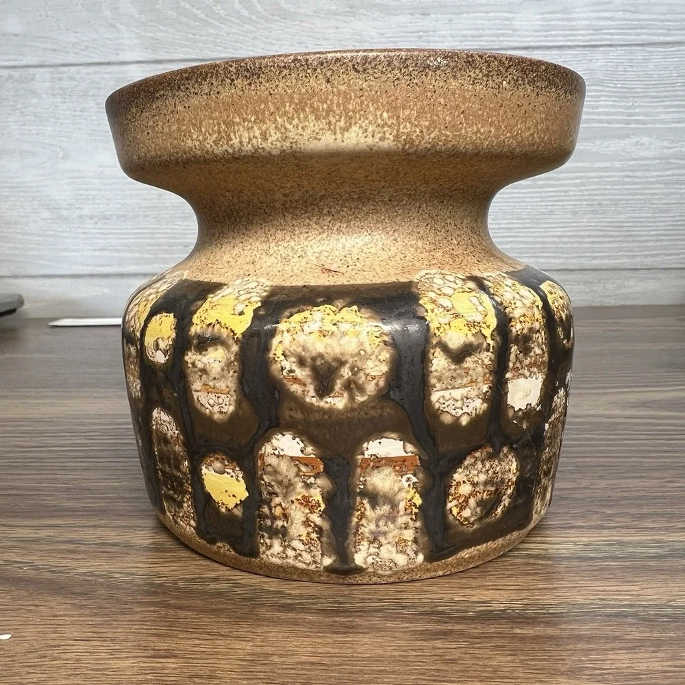 VTG‎ Lapid Israel Pottery Vase Handpainted Sara L Brutalist MCM Israeli Art